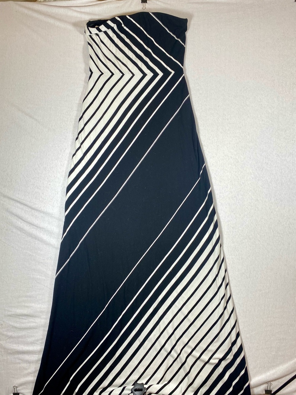 White House Black Market Womens XXS Black White Striped Strapless Maxi Dress